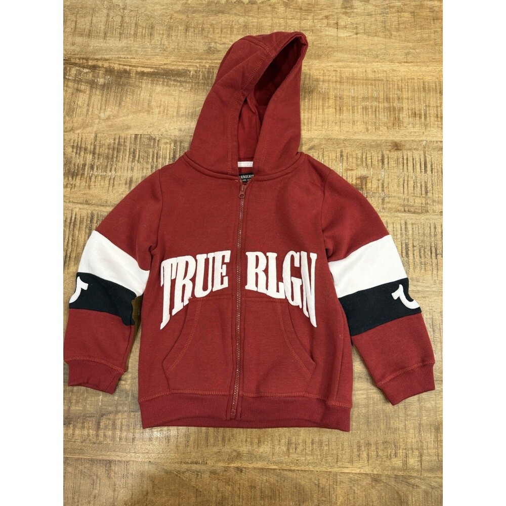 True Religion Hoodie Kids Classic Red Full Zip Sweatshirt Size 5/6 Jacket
